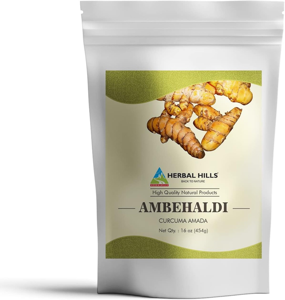 HERBAL HILLS Ambehaldi Pulver Kurkuma Pulver/Amba Haldi/Curcuma Amada/Curcuma Longa/Turmeric Curcumin | 16 Oz (454 GMS)