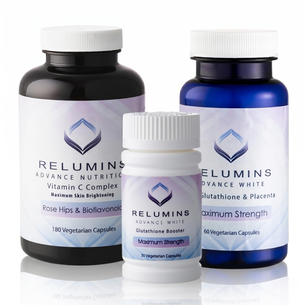 Relumins Advanced Skin Supplement Set - L-Glutathione Complex, Vitamina C, & Antiossidante Support - Nourishing Formula for Healthy Skin - Alimentazione di 30 giorni