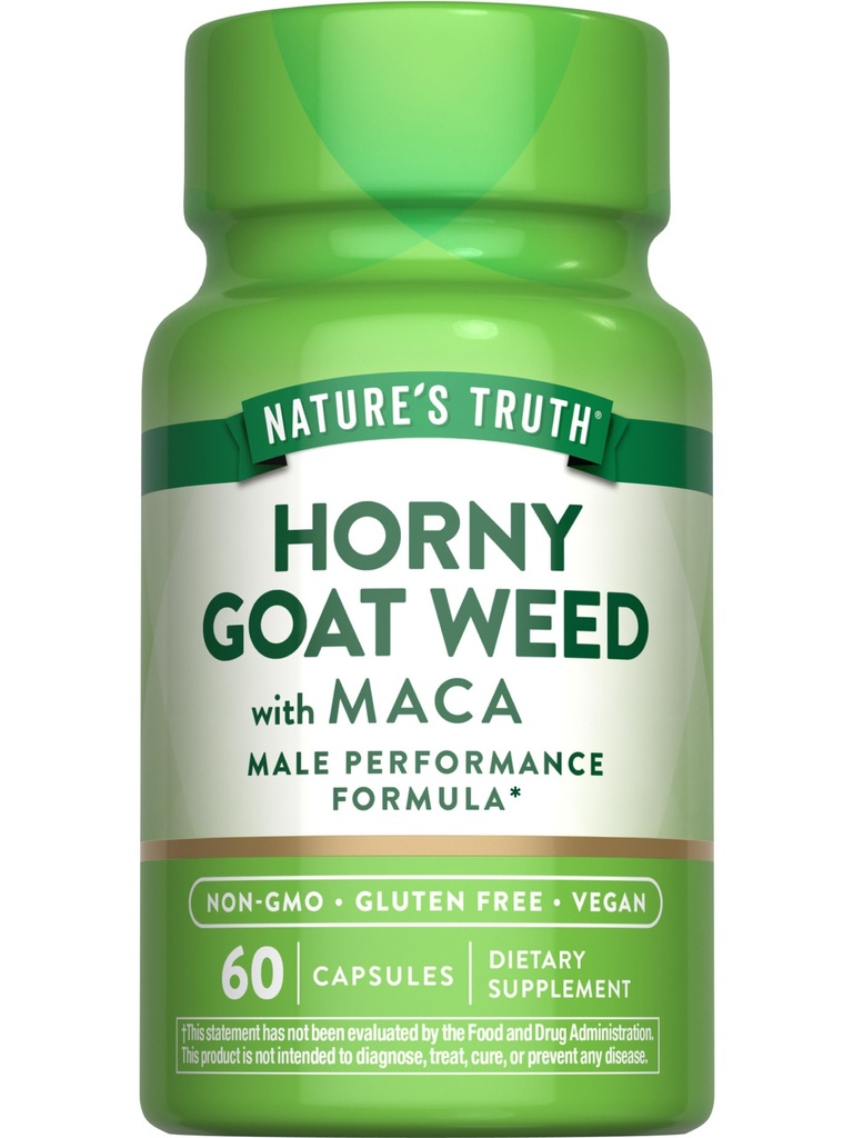 Nature's Truth Horny Goat Weed avec des capsules d'extrait de poudre de Macao 60