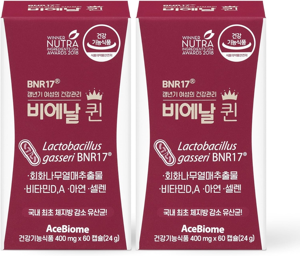 Bnr Queen, Supporto Menopausale Probiotico per le donne, 10 miliardi di CFU Garantito, Lactobacillus gasseri BNR17, 60Capsules x 2packs
