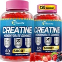 Kreatin Monohydrat-Gummi für Männer & Frauen Pre Workout-Gummien mit Taurine, Vitamin B6 & B12 Creatine Monohydrate Kaubar für Erhöhung Stärke, Energie, Ausdauer, Muskel, Organic (2 Packs)