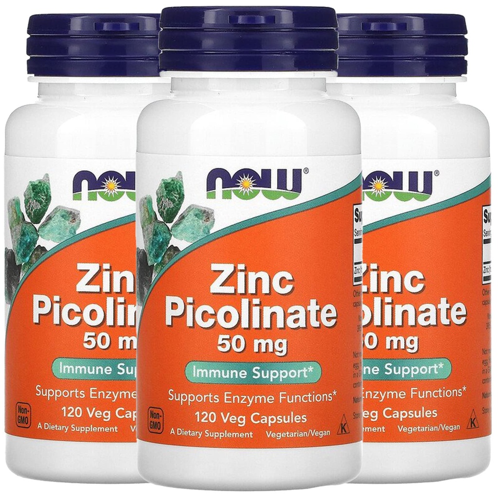 Jetzt Lebensmittel Zink Picolinat, 50 mg, 120 Veg Kapseln, 3 Packung
