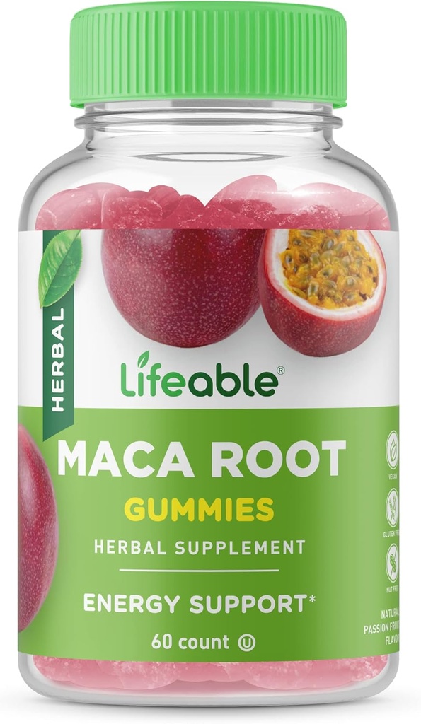 Lifeable Maca Root Gummies | 50mg Maca Root für Damen und Herren | Great Tasting Maca Supplement | for Energy Support | Vegetarian Maca Gummies für Damen und Herren | 60 Gummies