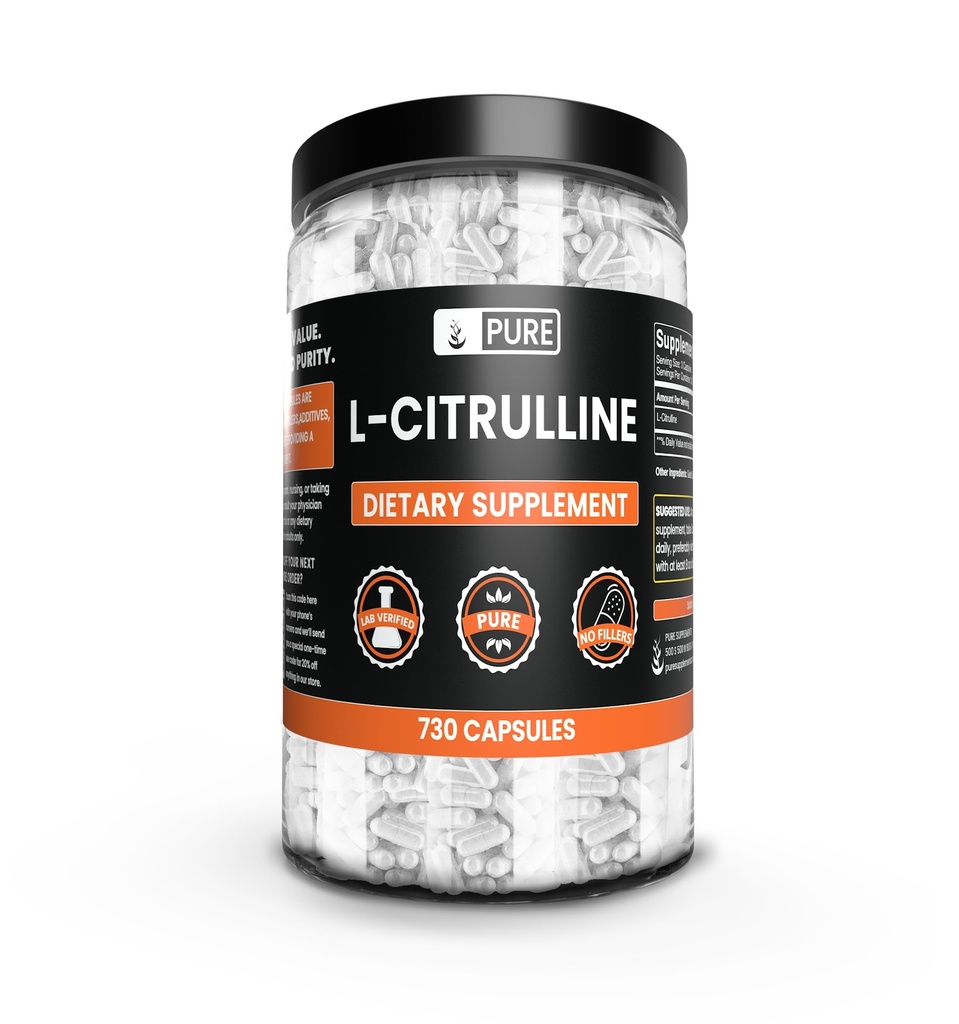 Ingredienti originali puri L-citrullina Nessun filler di magnesio o di riso, Sempre puro, Lab verificato (730 capsula)