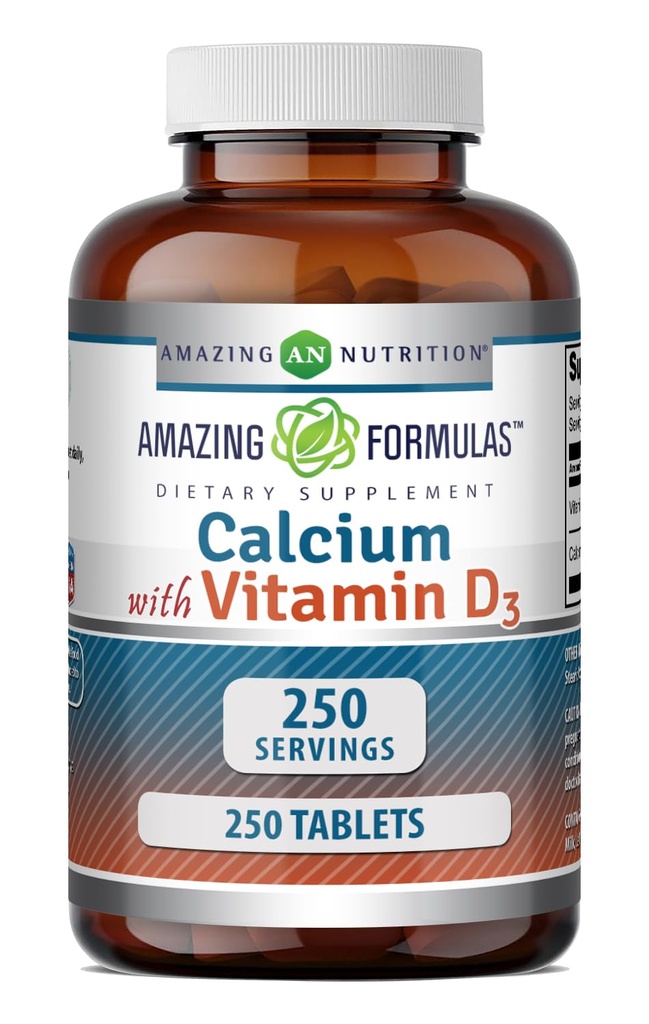 Incredibile Calcium Formulas con vitamina D3 Supplemento | Compresse | Non OGM | Gluten-Free | Made in USA (1 Confezione, 250 Conte)