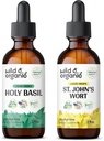 Teinture de basilic sacré sauvage et biologique 2 fl oz & St Johns Teinture de mille mille 2 fl oz