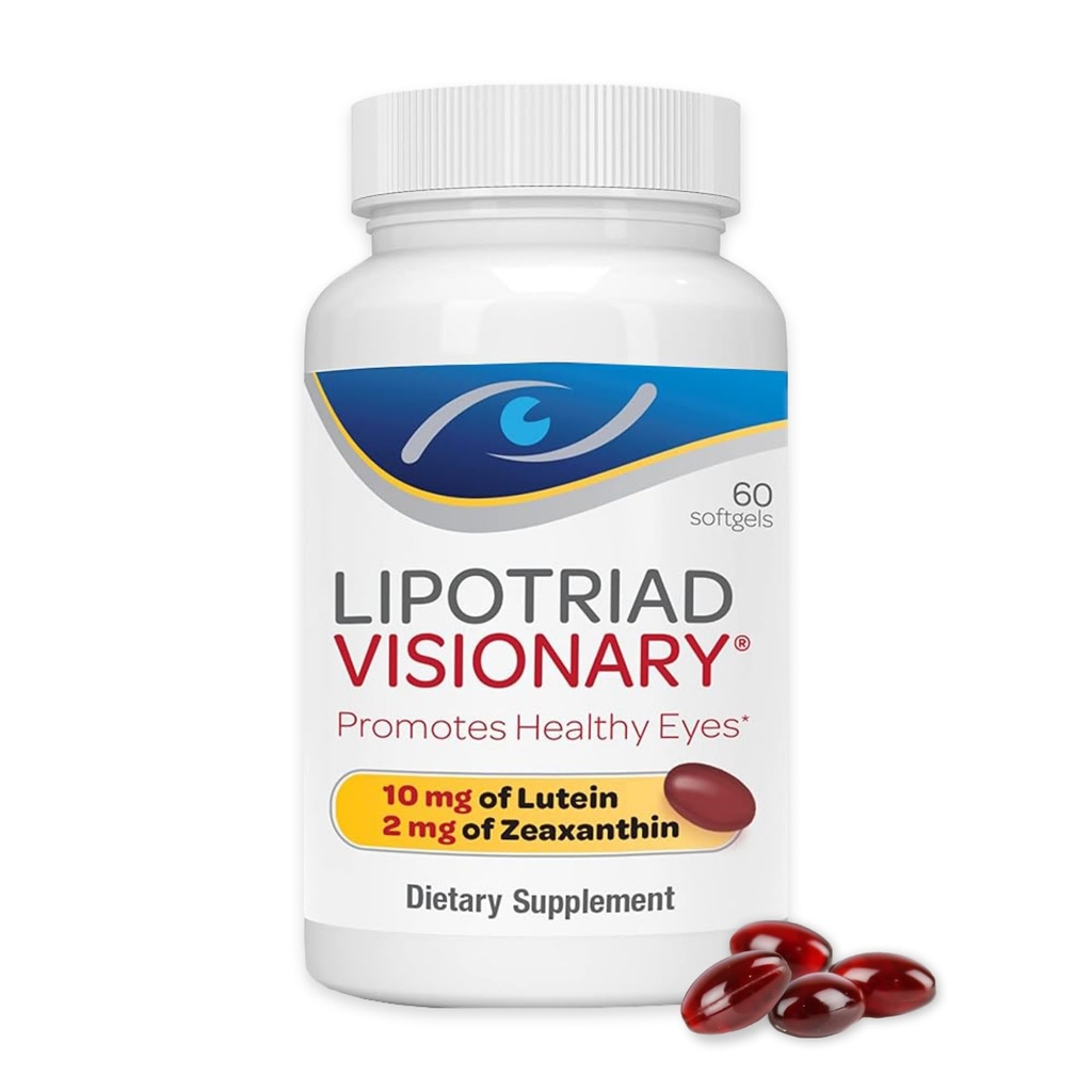 Vitamines oculaires Visionnaires Lipotriad – 60 capsules – Suppléments de lutéine et de zéaxanthine avec d'autres ingrédients AREDS 2® pour soutenir la santé des yeux