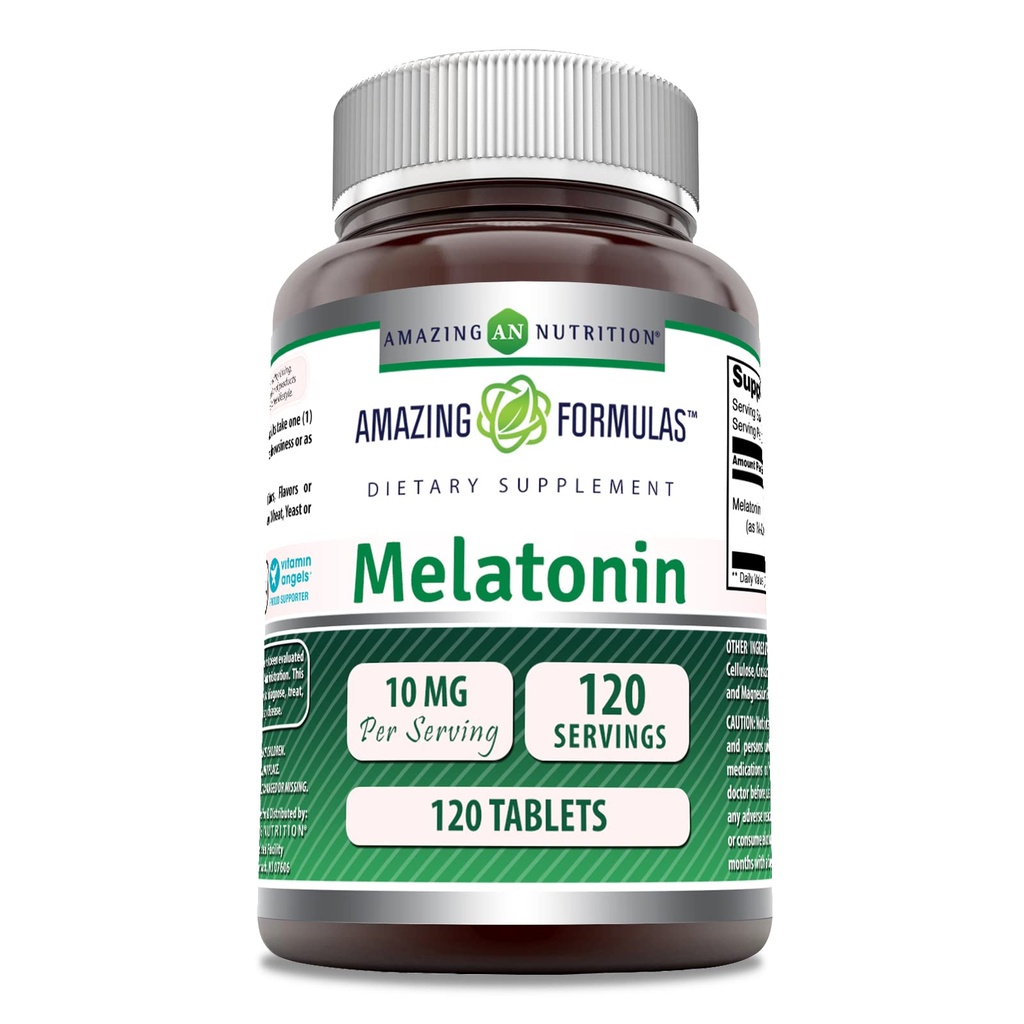 Amazing Formulas Melatonin 10 Mg Supplemento | Compresse | Non OGM | Gluten-Free | Made in USA (1 Pack | 120 Count)