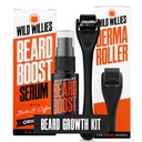 Wild Willies Bart Growth Kit - Premium Derma Roller & Bart Boost Serum - Microneedle Roller & Bart Haarwachstum Serum mit Biotin & Koffein für Fuller Beard, Kopfhautpflege - Einfach zu bedienen Kit mit Case