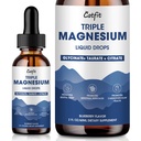 Magnesio Glycinate Gocce liquide con Taurate & Citrate, Magnesio Supplemento per il sonno, Calma & Relax, con Potassium & Omega-3, Formula ad alto assorbimento, Aroma di mirtillo, 2 Fl Oz