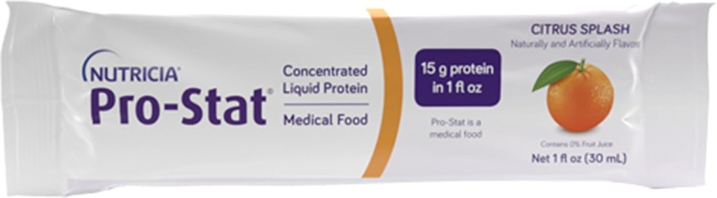 Nutricia Pro-Stat Sugar Free Citrus Splash - 1 Unze Packets, Pack von 96 - High-Protein, Ready-to-Drink Medical Food for Wound Care, Muskel Loss, und Malnutrition Management