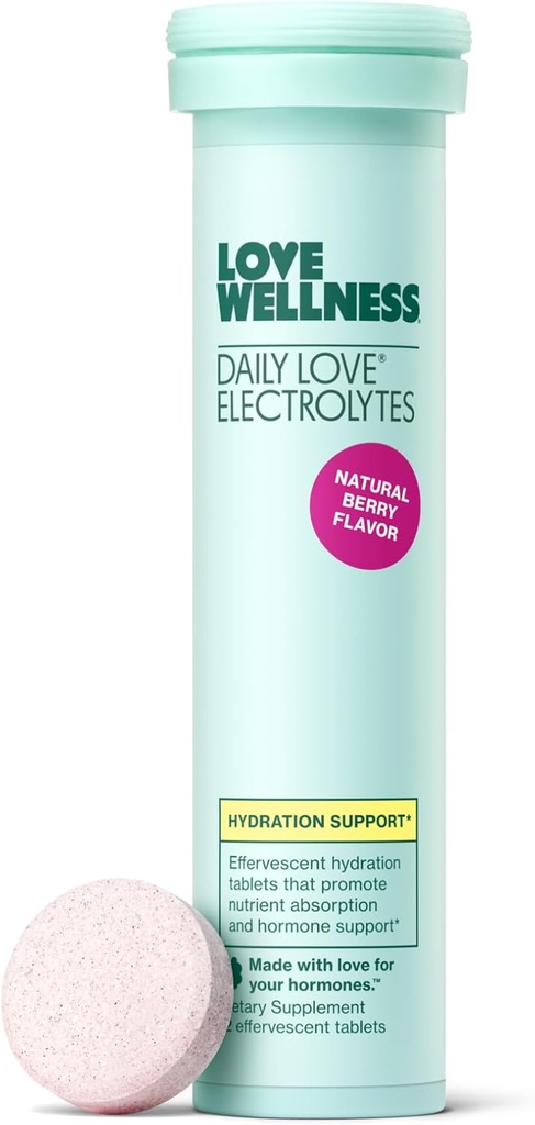 Liebe Wellness Tägliche Liebe Elektrolyte | Hydration Tabletten für Frauen | Unterstützt Nährstoffabsorption | Gesundes Hormon Balance | Energie | Gesundes Cortisol Level | Gesundheit Stimmung | 12 Tabletten, Berry Flavor