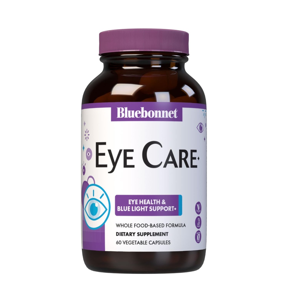 Bluebonnet Nutrition Eye Care Macular & Blue, Eye Health & Blue Light Support*, Vegan, Kosher-Certified, Gluten-Free, Dairy-Free, 60 Gemüsekapseln, 30 Servietten