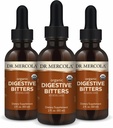 Dr. Mercola Organic Digestive Bitters Liquid Drops - Digestive Health Support - Formula Alcol-Free - Caratteristiche Burdock Root, Dandelion Leaf, Fennel Seed & More - 2 fl. oz. (30 Serve), 3 Pack