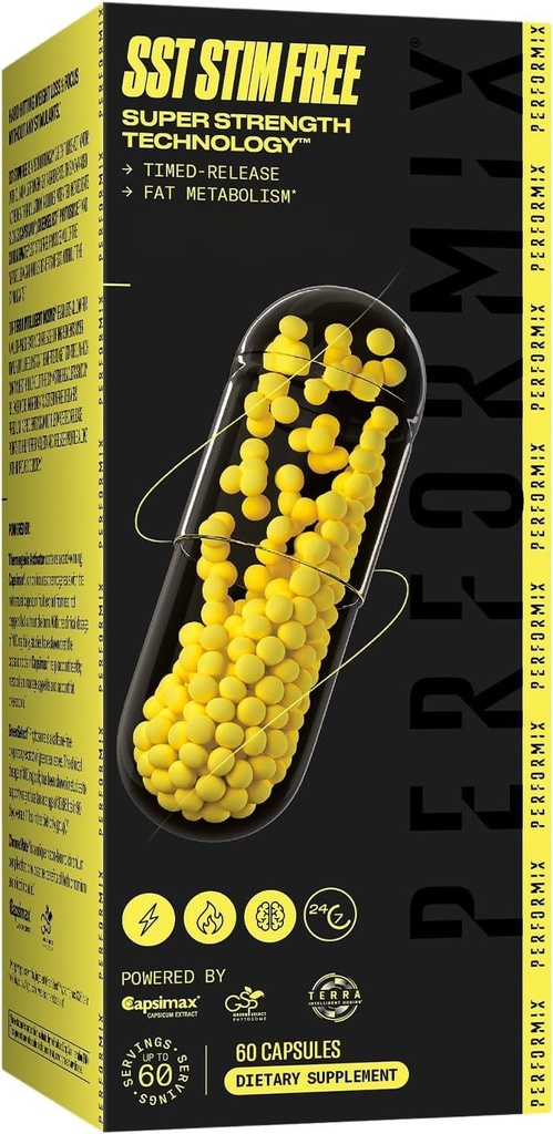 PERFORMIX SST Stim Free Super Strength Technology - Non-Stimulant, Timed-Released Energy Booster - L-Carnitine & Ashwagandha - Pre Workout Supplement, Fitness Ziele für Männer & Frauen - 60 Kapseln
