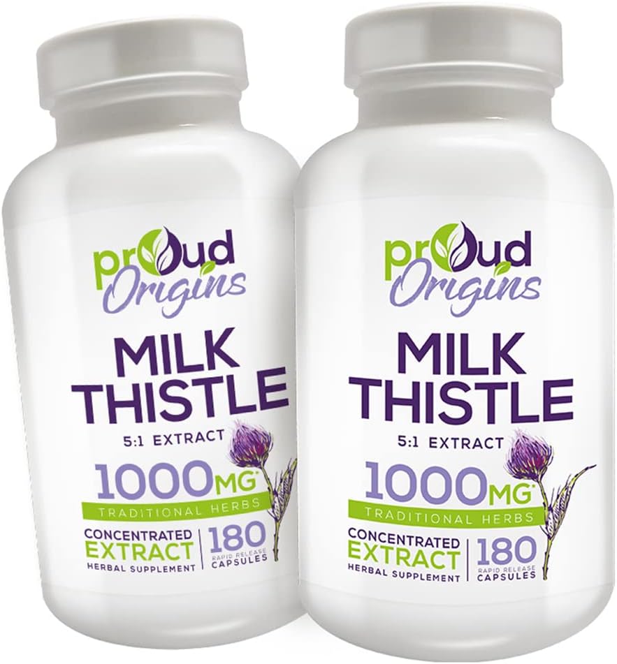 1000mg Milk Thistle Helps Maintain Healthy Liver Function, Optimize Health, Rapid Release, Gluten Free Supplements - 6-Month Supply (2 Pack)