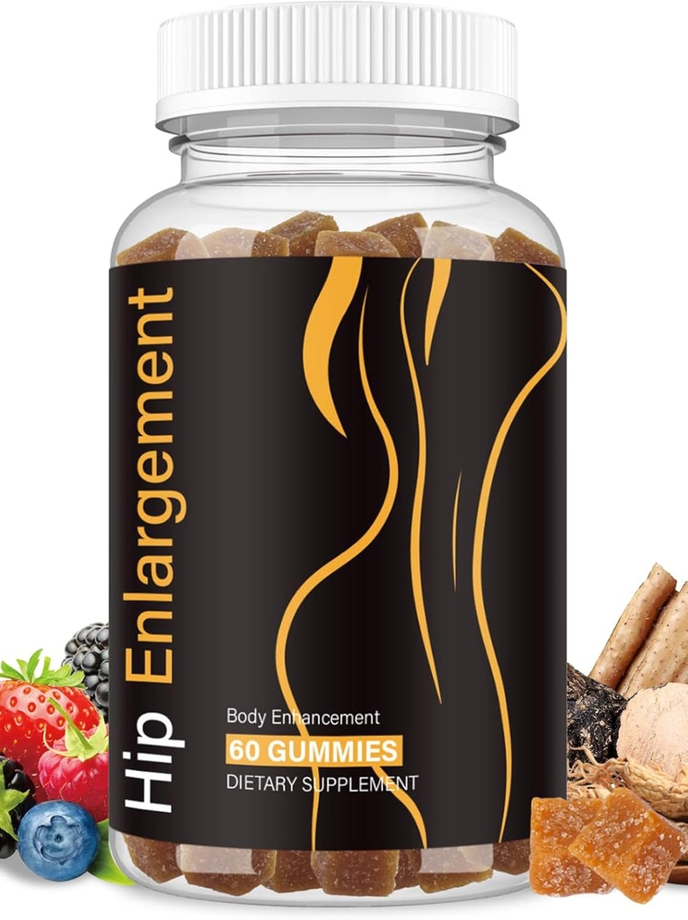 Gummies Booty, Gummies Curve Body, Supplemento di supporto per le donne, Miglioramento di allenamento, Fenugreek, Aroma di bacche, 60 conteggi