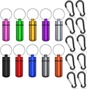 Small Portable Pille Case mit Schlüsselanhänger, (10 Pack + 10 Karabiner Clips) Wasserdichte Aluminium Pille Organizer Metall Mini Box Pocket Drug Storage Container für Outdoor Camping Reisen