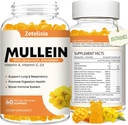 Gummie di Mullein per polmoni chiari, 10 in 1 Estratto di foglie di Mullein per polmoni, Gummie di quercetina di Mullein per la pulizia polmonare, Respiratorio, Immunità, Mango Sapore, 120 Conte