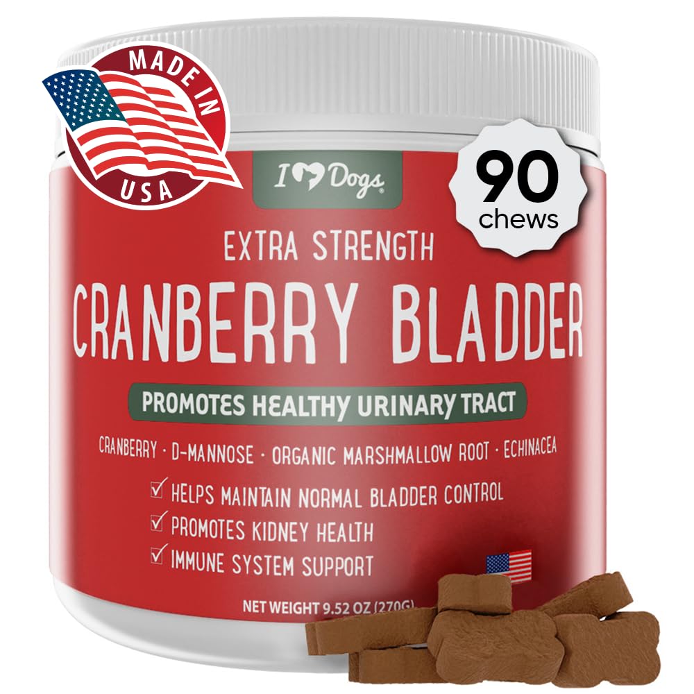 iHeartDogs Extra Strength Urinary, Bladder & Kidney-Unterstützung für Hunde – Cranberry, D-Mannose & Echinacea hilft Urinary Tract Health zu erhalten, stärkt Weak & Incontinent Bladder