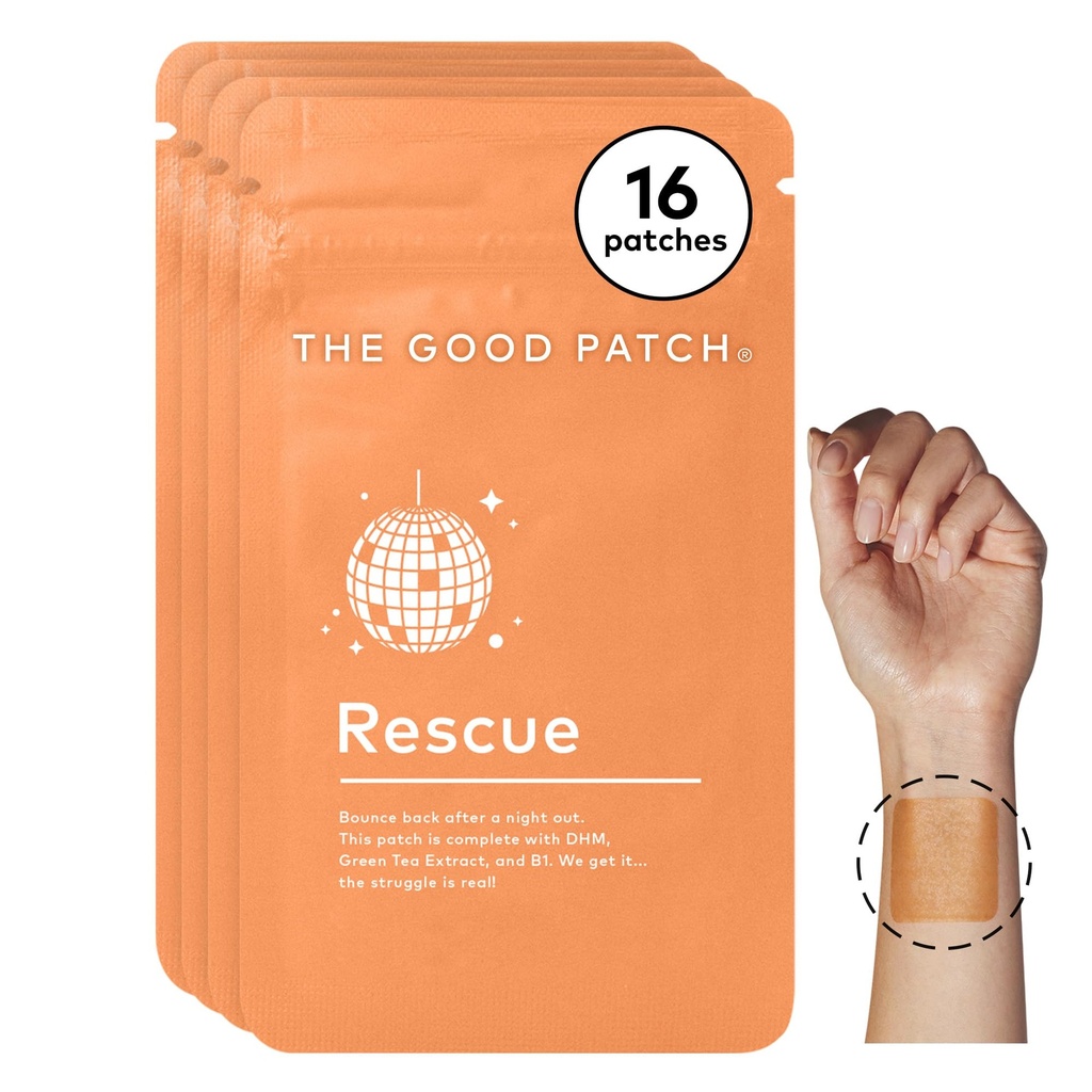 Il Buon Patch Rescue Recovery Patch, Patch Naturale con DHM, Vitamina B1 e Tè Verde, Impianti-Powered Wearable Wellness, Supporto Dopo una Notte Fuori (16 Total Patches)