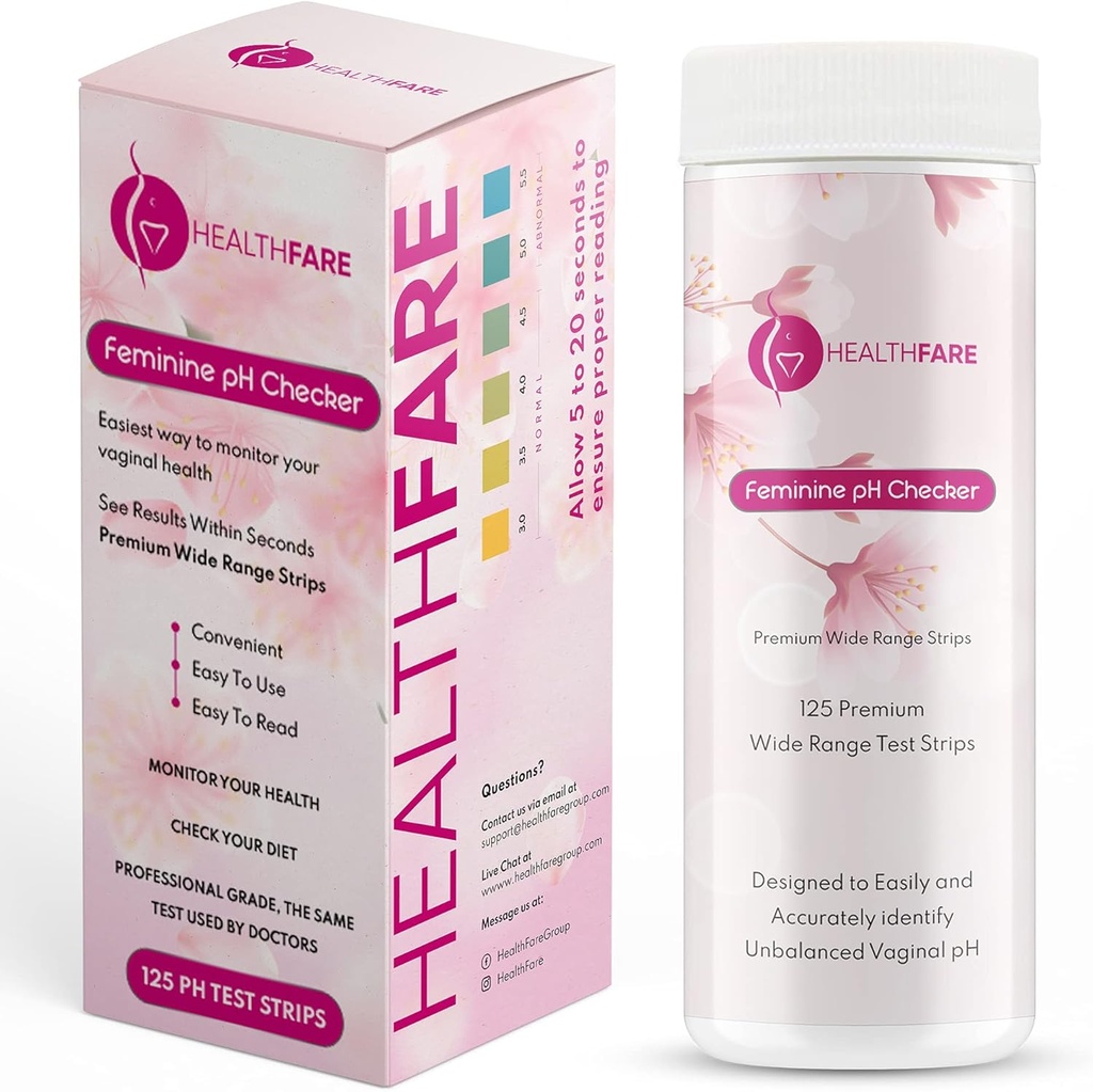 Healthfare Feminine pH-Checker Teststreifen zu überwachen Intimate Gesundheit, Balance pH-Wert Level 3.0-5.5 | Genaue Test Kit für Frauen Vaginale Alkalinität & Säure Balance [125 Streifen]