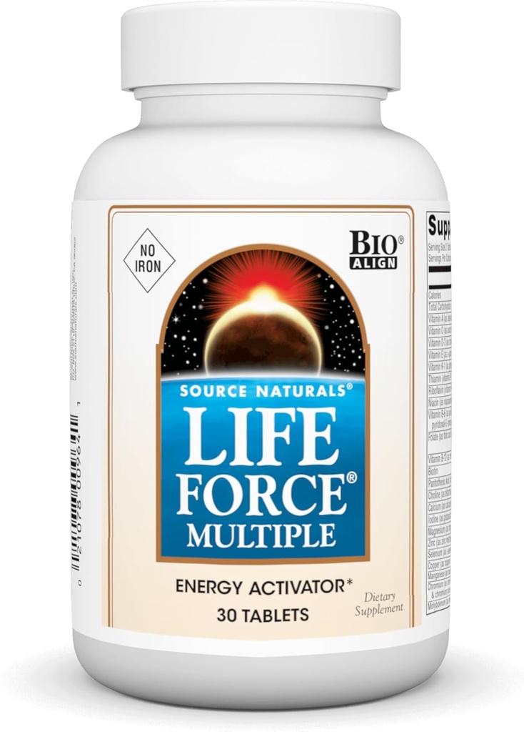 Fonte Naturals Life Force Ferro multigiornale gratuito Multivitaminico ad alta potenza Vitamine essenziali, Minerali, Antiossidanti e nutrienti - Energy & Immune Boost - 30 compresse