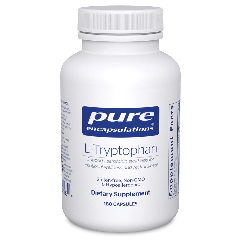 Reine Kapseln L-Tryptophan | Aminosäure Ergänzung zur Entspannung, Serotonin Unterstützung, PMS und Schlaf* | 180 Kapseln