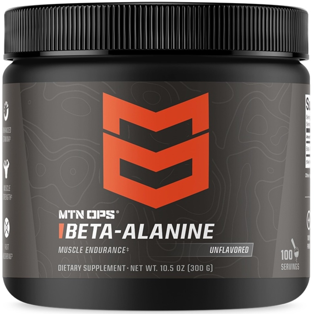 MTN OPS Beta Alanine Powder Pre Workout for Muscle Endurance & Strength, 3g of Beta Alanine per Serving, Unflavored 100 Servings