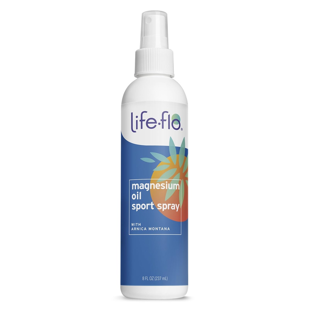 Life-flo Magnesium Oil Sport Spray, con cloruro di Magnesio da Zechstein Seabed Plus Arnica, calma e rinfresca muscoli e articolazioni dopo l'esercizio, garanzia di 60 giorni, non testato su animali, 8oz