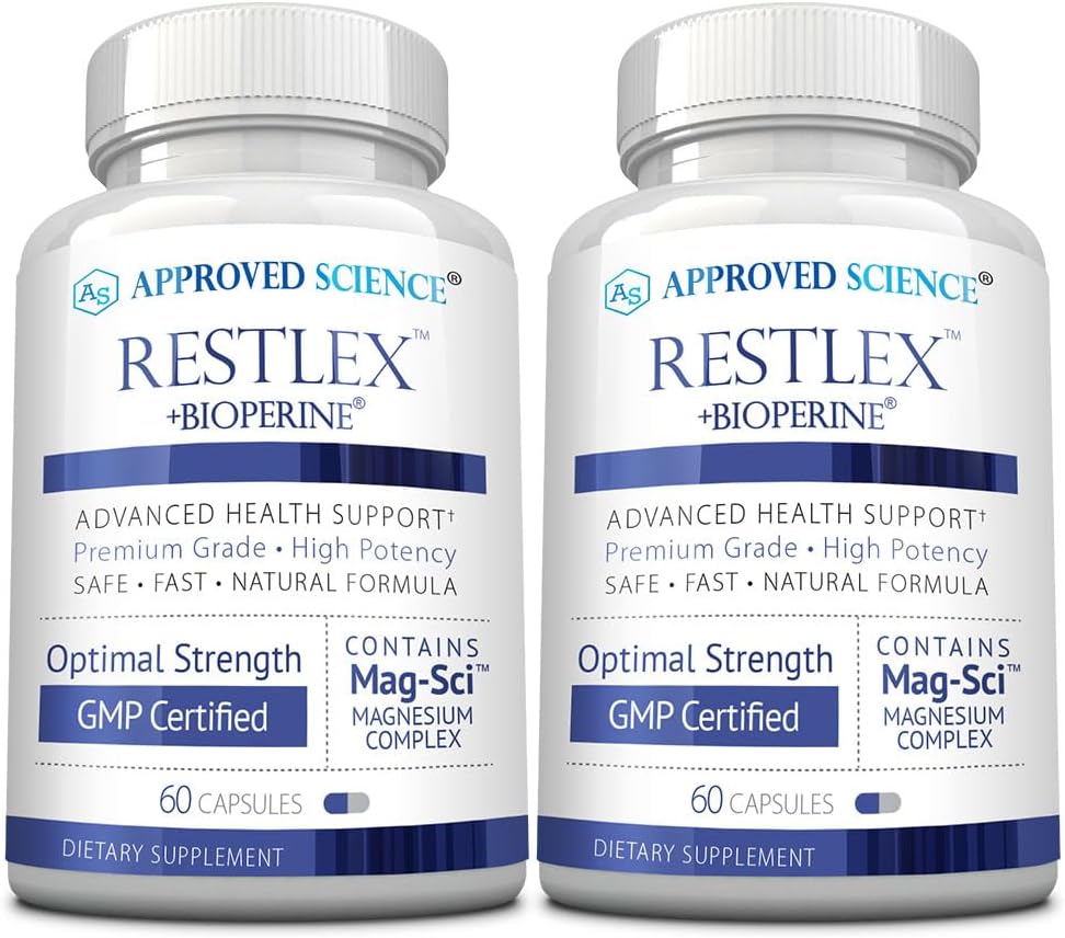 Scienza approvata Restlex - 420 mg Magnesio Glycinate Blend, L-teanina 200 mg - 60 capsule - Confezione da 2