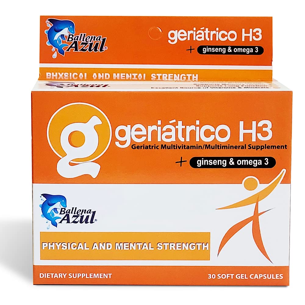Suppléments alimentaires Ballena Azul, multivitamines gériatriques, ginseng et oméga 3