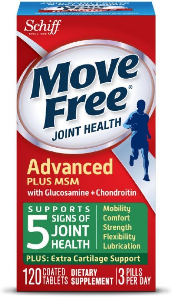 Move Free Advanced Plus MSM, 120 Tabletten - Joint Health Supplement mit Glucosamin und Chondroitin (Pack von 12)