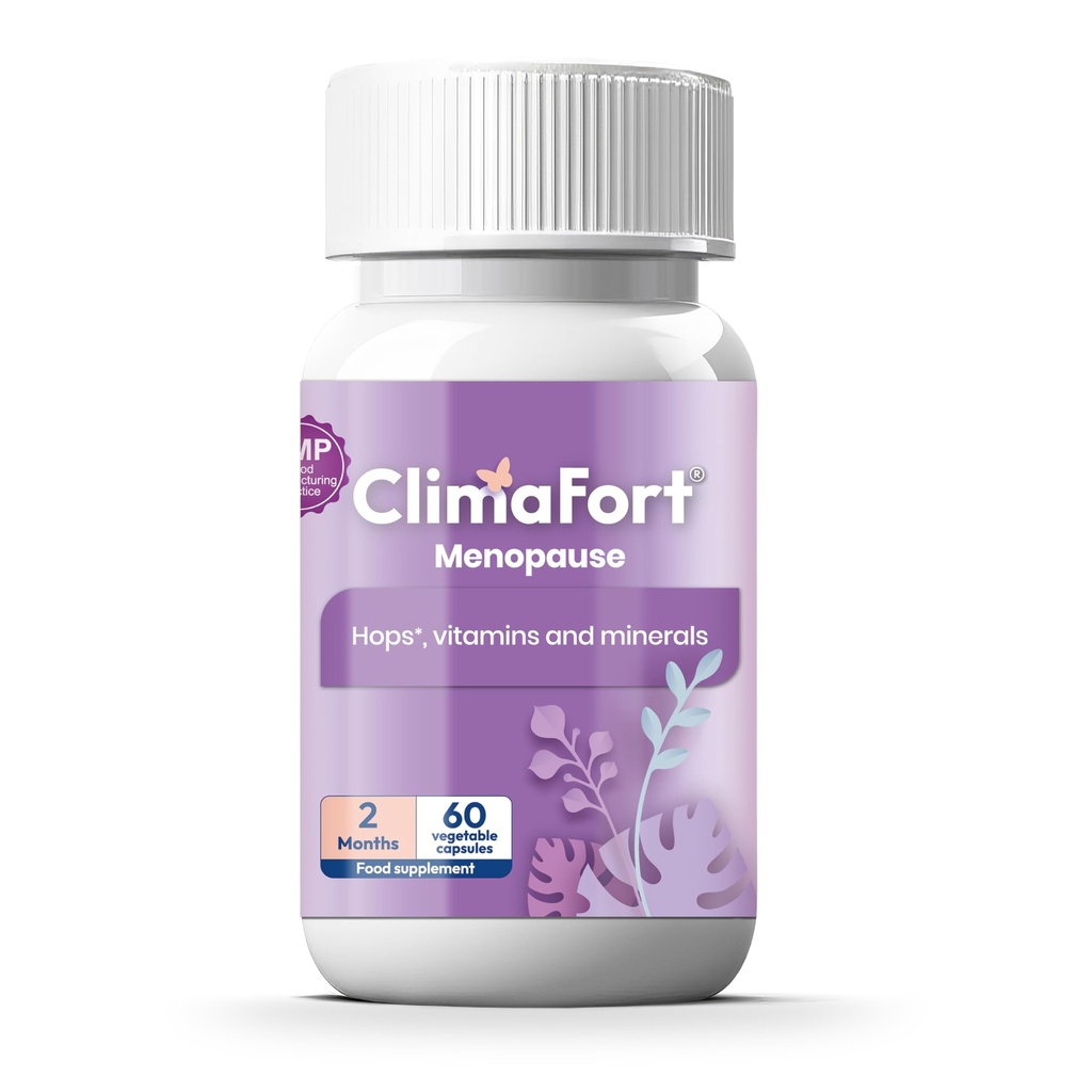 Climafort 60 Tage Versorgung | Menopause Relief Pillen | Natürliches Relief für heiße Flashes, Nachtschwärmen, Mood Swings & Hormon Balance | Hopfen, Vitamine und Mineralien | 1 Kapsel täglich