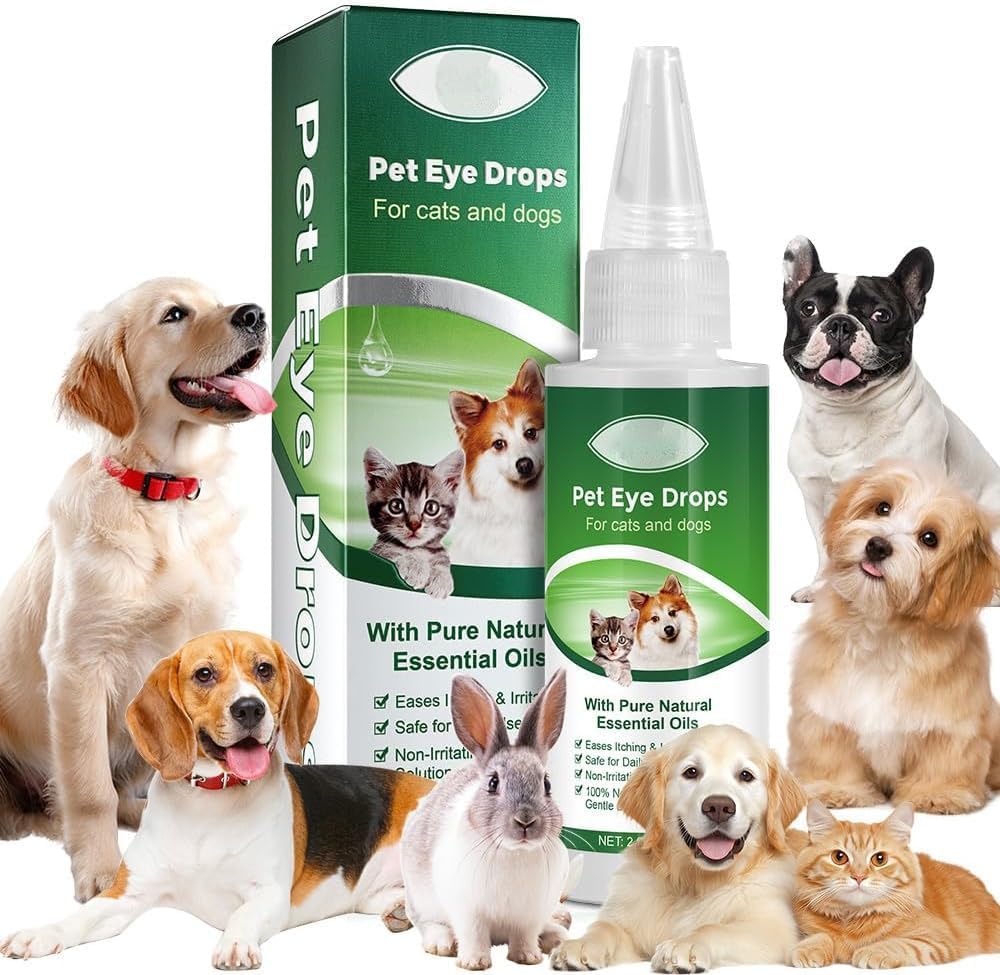 AIQIUSHA Hundeaugentropfen 60ML für alle Tieraugen wash,Helps Relieve Pink Eye & Allergy Symptome, macht Juckreiz & Irritation, mit reinen natürlichen ätherischen Ölen 100% natürlich, sicher, gesund und nicht toxisch