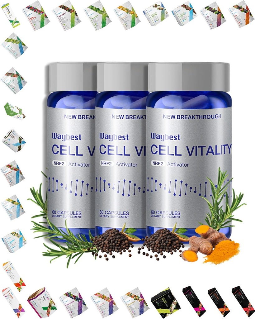 Oxidative Stress-Relief-Formel von Waybest Cell Vitality NRF2 Activator (180 Vegan Capsules),Nutritional Anti-Aging Health Supplements,Blend von 5 natürlichen pflanzlichen Phytonutrients Zutaten