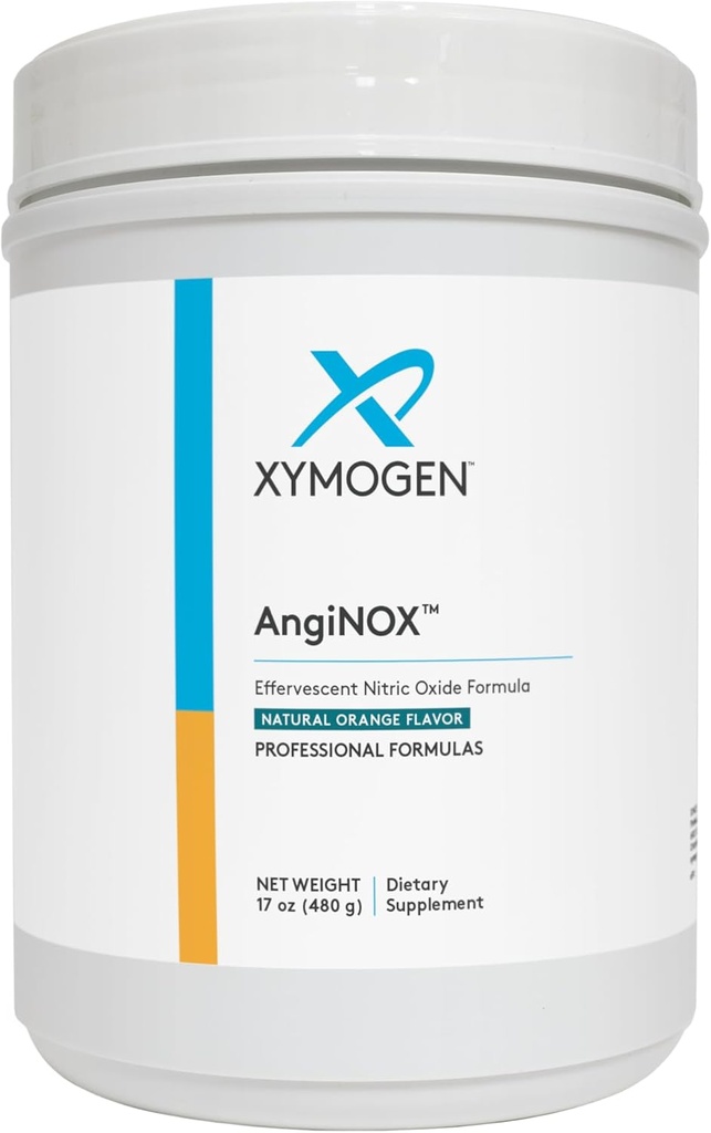 XYMOGEN AnginOX - Poudre de soutien à l'oxyde nitrique avec L-Arginine, L-Citrulline + Quercetine - Soutient la performance athlétique, aide à optimiser le flux de sang + Oxygène - Arôme Orange (17 oz)