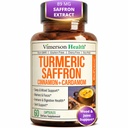 Suppléments de safran – 89mg Extrait de safran et 1000mg Mélange tumérique – Supplément curcuma avec cannelle Ceylan et cardamome pour l'humeur, la mémoire et la santé des yeux – Suppléments articulaires pour les femmes et les hommes – 60 Comte
