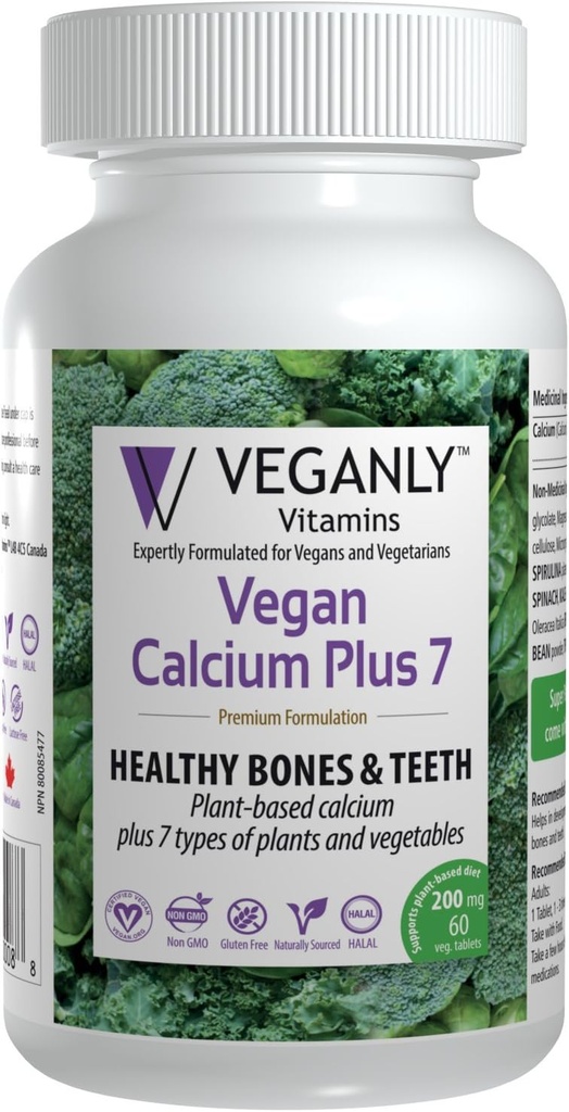 VÉGALES Vitamines - Calcium végétal Plus 7 pour des os et des dents sains (60 capsules)