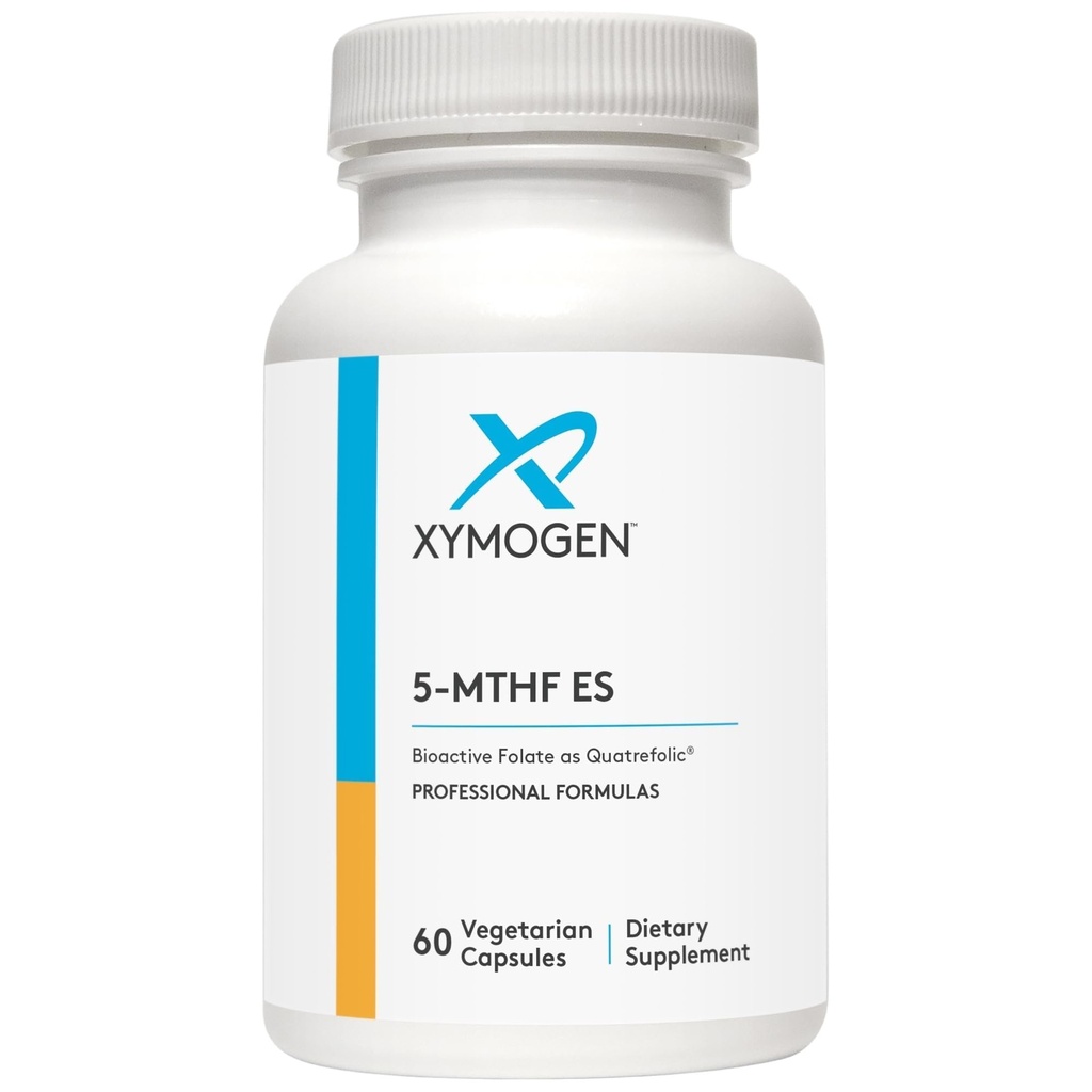 XYMOGEN 5-MTHF ES - 17.000 mcg DFE - Bioactive Folate Supplement as Quatrefolic - Mood, Cardiovascular + Methylation Support - Vitamin B Methyl Folate als L Methylfolat (60 Kapseln)