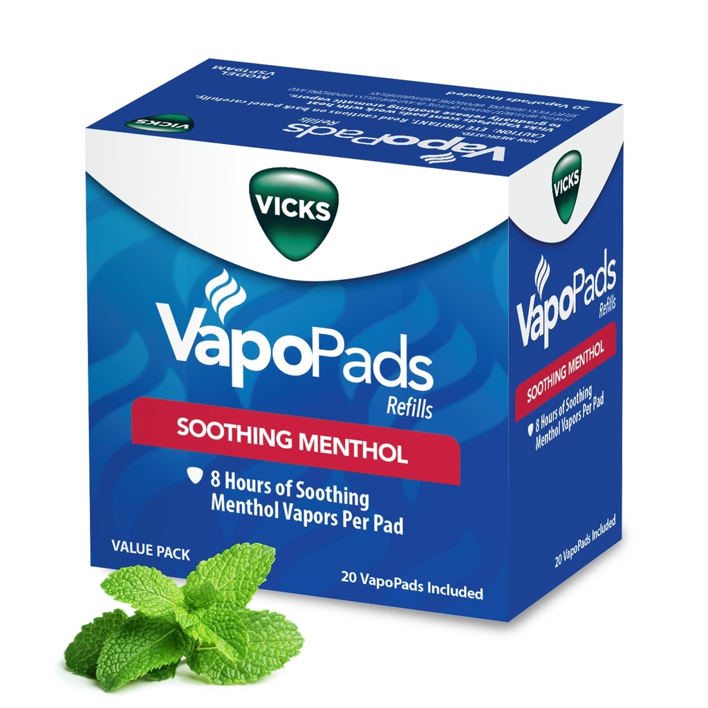 Vicks VapoPads Original Menthol Scent - Vapor Pads Refill für Vicks-Befeuchter und Dampf-Inhalatoren, Scent Pads für Congestion und Cough Relief, 20-Pack, Box Color May Vary