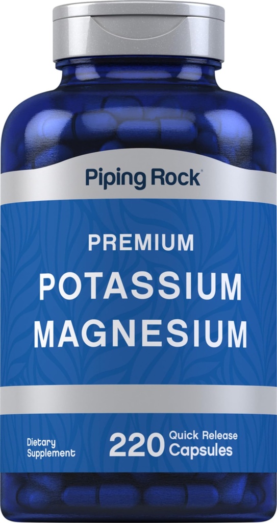 Piping Rock Potassium Supplément Magnésium $ 220 Capsules $ Non-OGM, sans gluten Complexe Premium