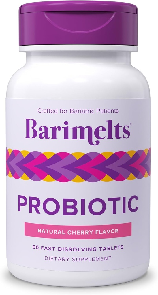 Barimelts Probiotic, 5 Billion CFU - 60 Fast-Dissolving Tablets (2-Monats-Versorgung) - Zuckerfreie Probiotika für Frauen, Unterstützung Gut Gesundheit nach Bariatric Chirurgie, Natürliche Kirsche Flavor