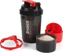 Bottiglia di Shaker, 16oz Protein Shaker Bottiglie con sfera di miscelazione, 3 in 1 Coppa di GYM a prova di leak con vassoio di stoccaggio della polvere & Pill, ideale per allenamento, senza BPA (rosso)