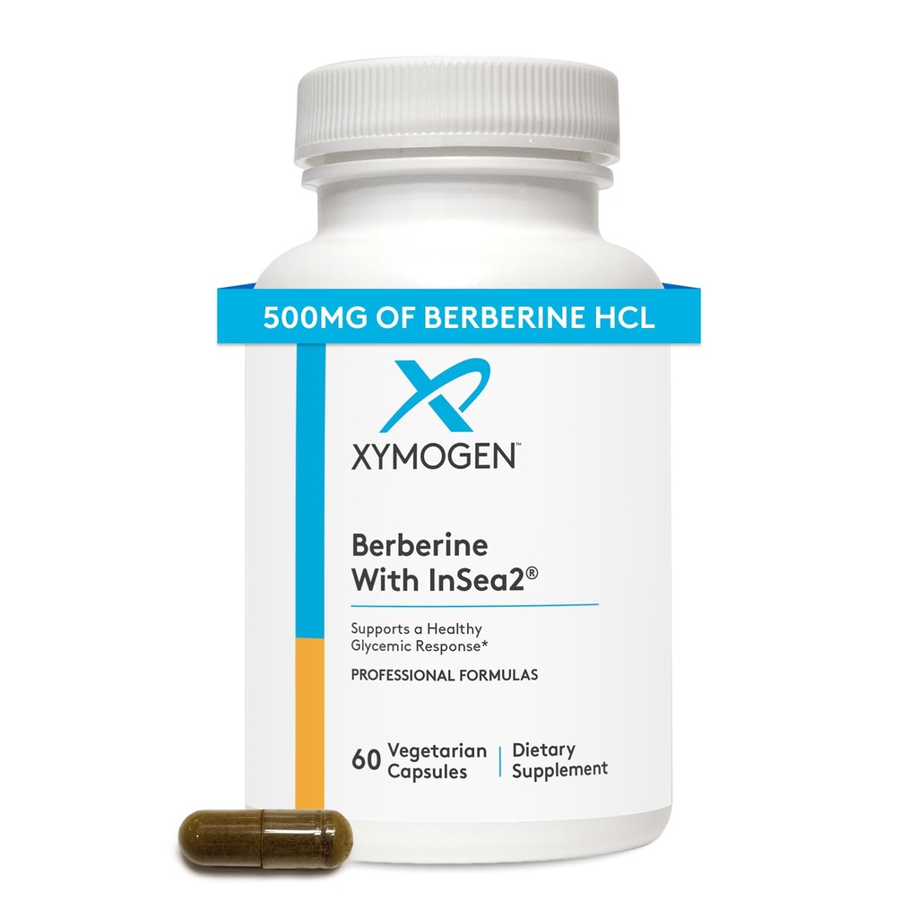 XYMOGEN Berberine avec InSea2 - Supplément Berberine 500mg - Supplément de soutien métabolique quotidien - Polyphénols d'algues brunes sauvages - Soutien Bien-être et équilibre digestif (60 capsules)