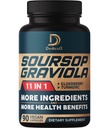 Soursop Graviola Capsules - 3 Mesi di Alimentazione - 9450mg Per Serve - 11 Herbs Elderberry, Curcumina Turrica, Ginger Root, Milk Thistle - Mood, Mind, Body & Immune Support - 90 Capsule Vegan