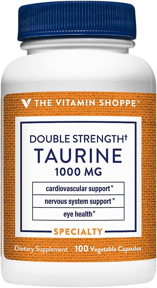 La vitamina Shoppe Double Strength Taurine - Supporto per il sistema cardiovascolare e nervoso - 1.000 MG (100 capsule vegetariane)
