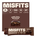 Misfits Vegan Protein Bars, Dark Chocolate Brownie - Original Recipe | Glutenfrei, Pflanzenbasiert, Low Sugar & Carb, High Fiber Snacks | Paket von 12