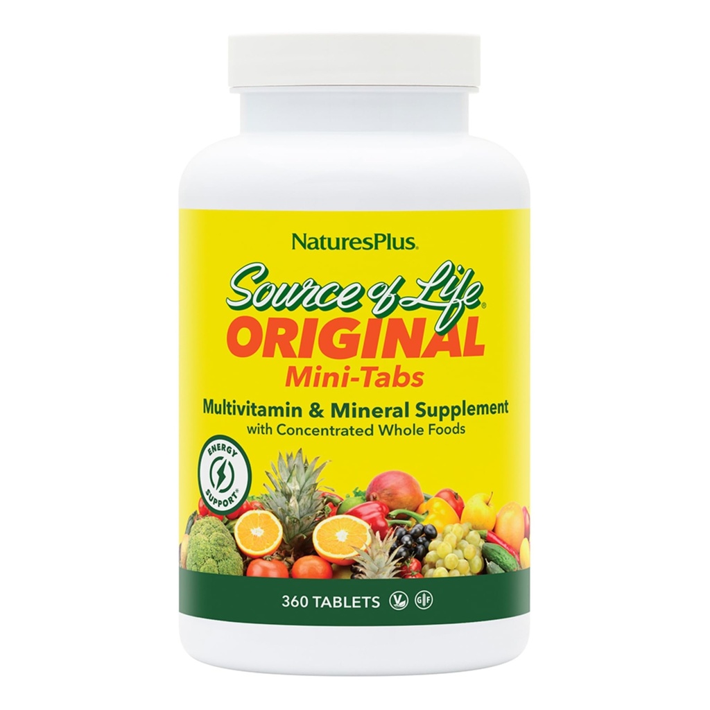 NaturesPlus Fonte di vita - 360 Mini-Tabs - Multivitamin & Mineral Supplement - Supporta l'energia naturale &amp; Benessere generale - Gluten Free, Vegetariano - 60 Serve
