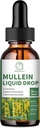 Gouttes de Mullein pour poumons, extrait de feuille de Mullein 1000MG pour support respiratoire, immunitaire et digestif, avec Quercetin, Marshmallow, Elderberry, Graine de Cumin Noir, Bromélain, Non-OGM, Vegan, 2 Fl Oz